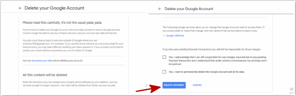 How to delete Google account from phone